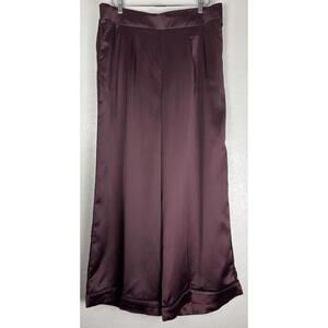 Torrid Wide Leg Stretch Satin High Rise Pull On Pants 1X Burgundy 1746